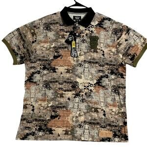 Hustle Gang Polo Shirt Men's 2XL Graffiti Graphic All Around Embroidered Bear